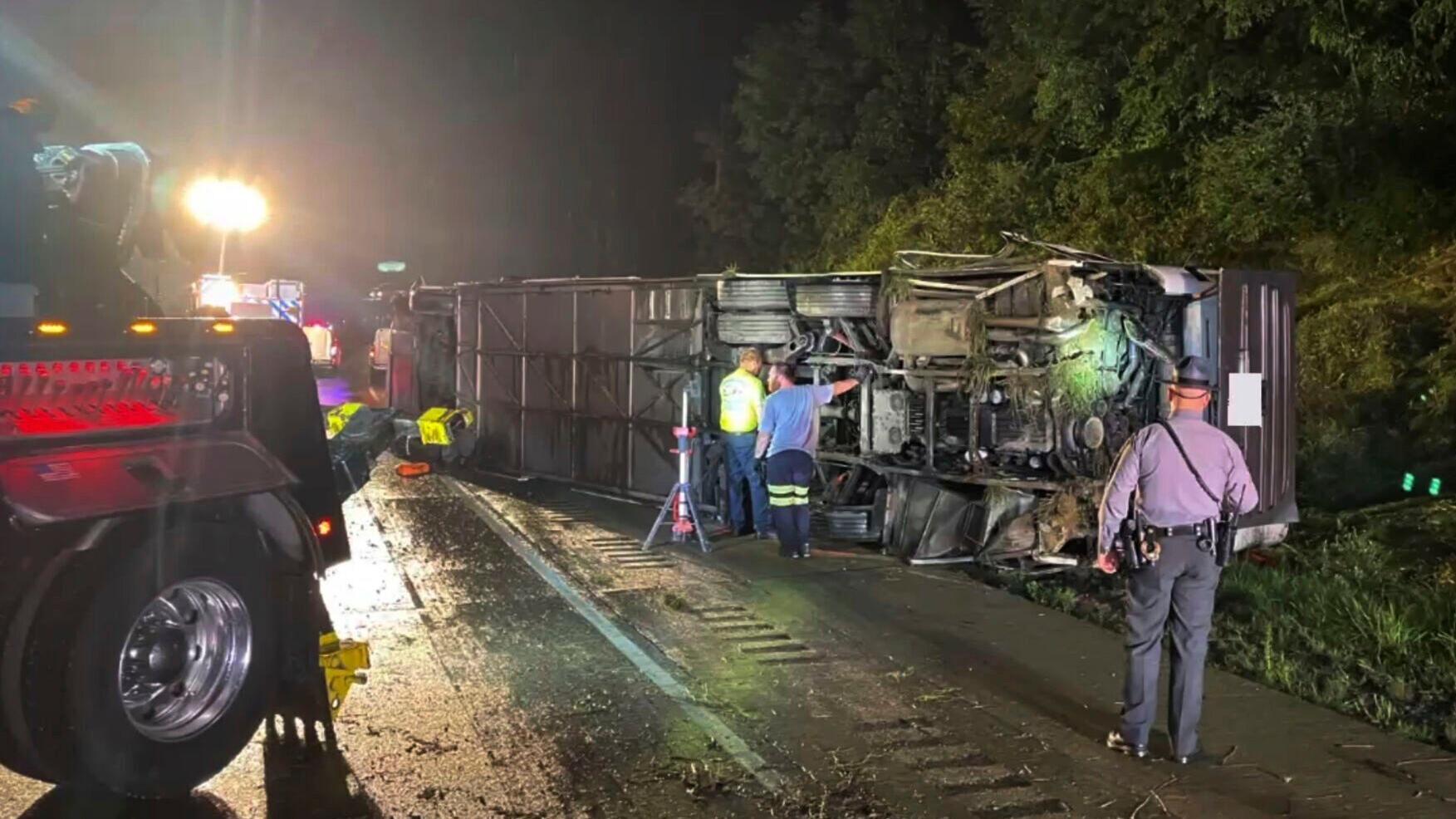 3 passengers dead after charter bus carrying 50 people crashes in Pennsylvania, state police say